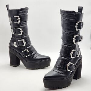 Killstar Gothic Rave RARE Buckle Chunky Platform Boots Size 8 US EU 39